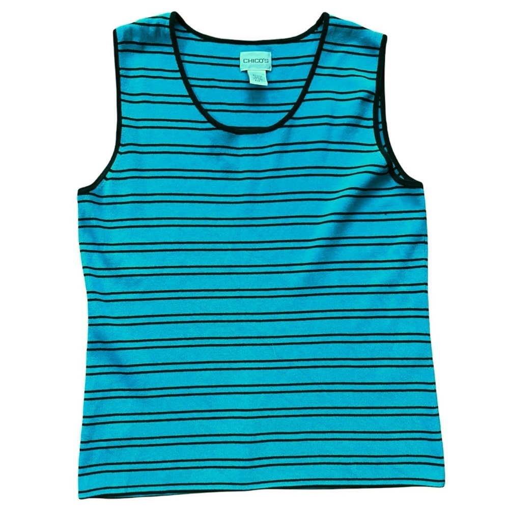 Chico’s Stretchy Knit Sleeveless Striped Tank Top